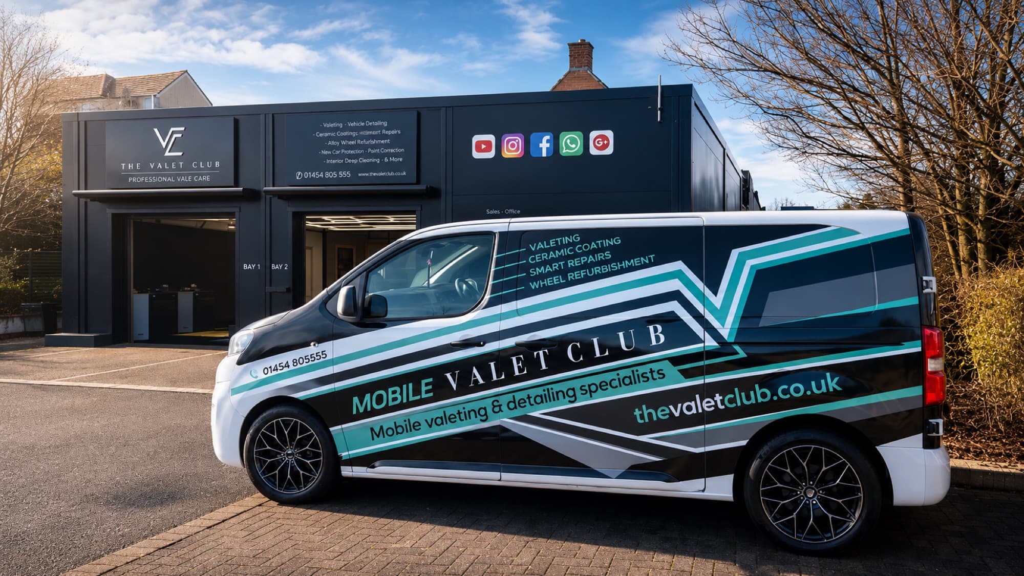 The Valet Club mobile valeting van outside the Bradley Stoke unit